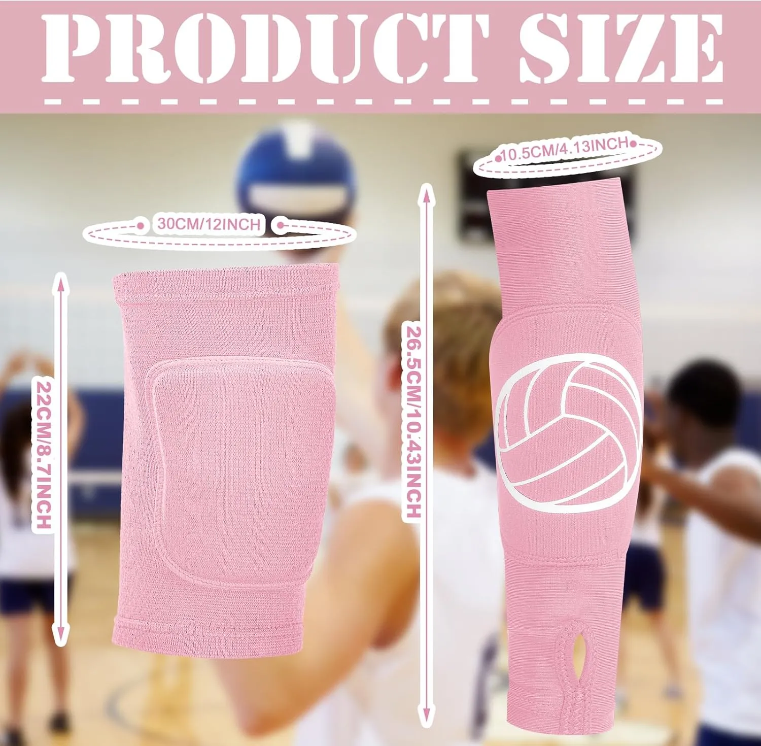 Sosation 2 Set Volleyball Knee Pads and Volleyball Arm Sleeves with Protection Pad Compression Forearm Wrist Guard with Thumb Hole Soft Breathable for Hitting Passing