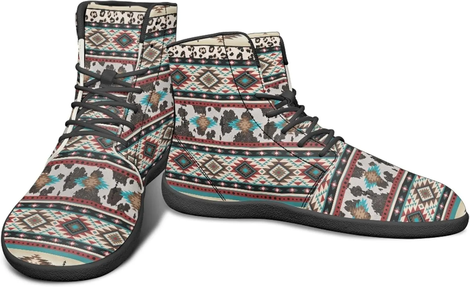 Stylish Print PU Leather High Top Barefoot Sneakers Shoes for Men Women