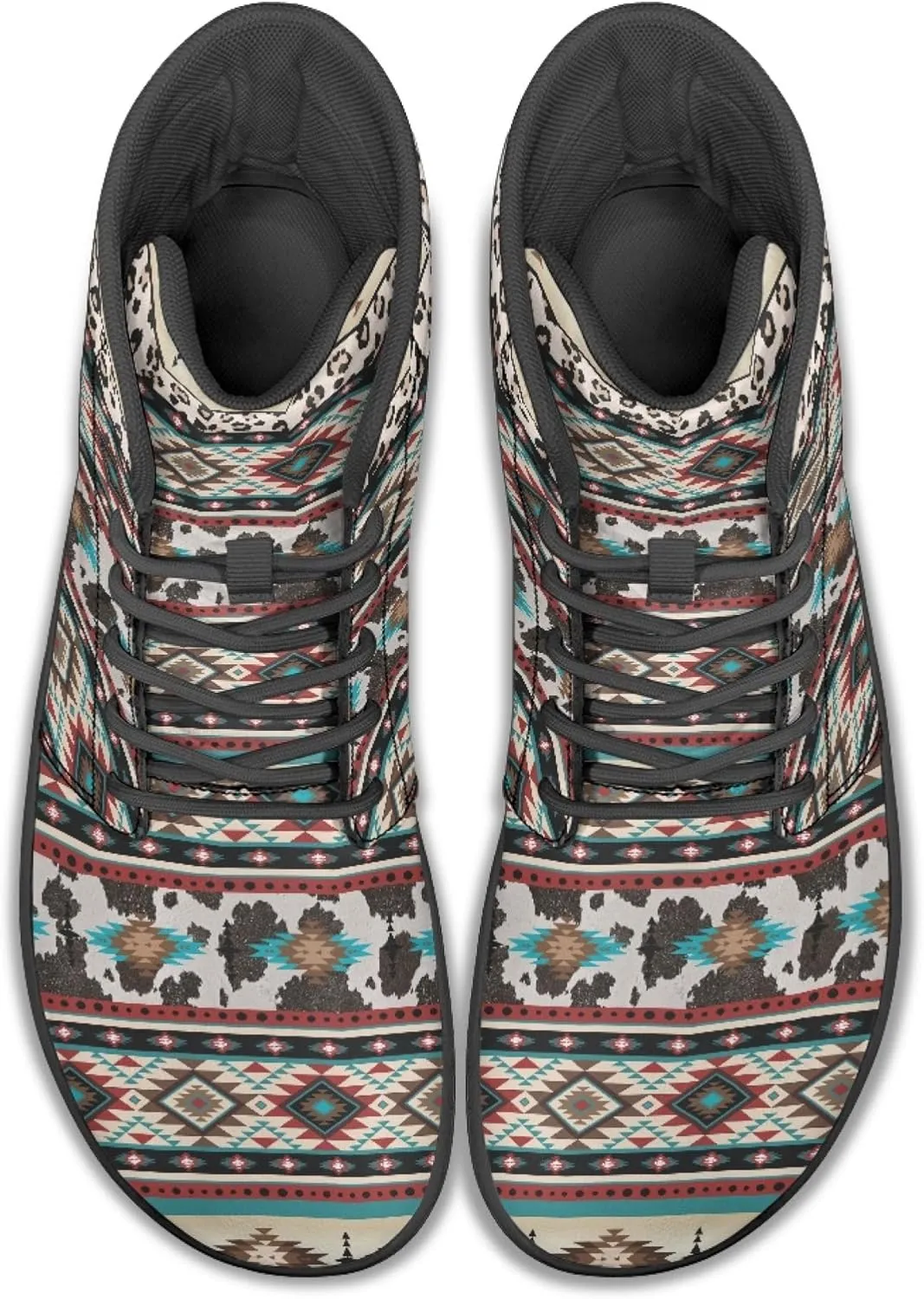 Stylish Print PU Leather High Top Barefoot Sneakers Shoes for Men Women