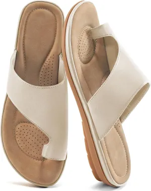 Summer Flat Sandals for Women: Comfortable Walking Dressy Slides for 2025 - Ladies Orthopedic Casual Shoes Indoor Outdoor