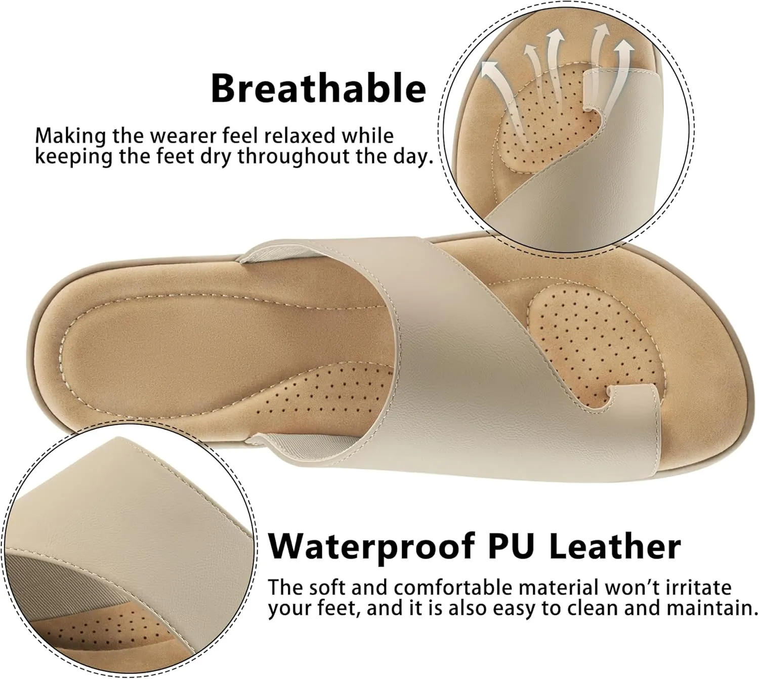 Summer Flat Sandals for Women: Comfortable Walking Dressy Slides for 2025 - Ladies Orthopedic Casual Shoes Indoor Outdoor
