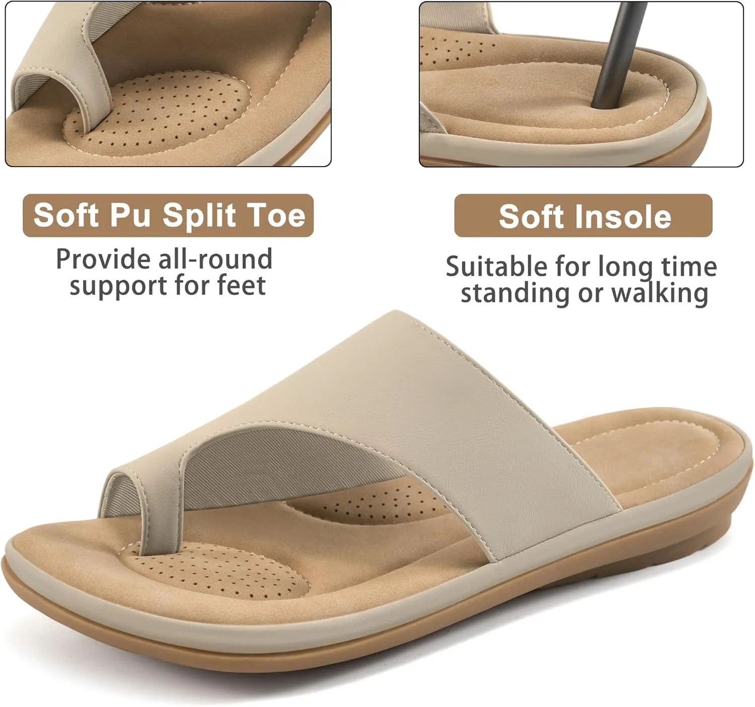 Summer Flat Sandals for Women: Comfortable Walking Dressy Slides for 2025 - Ladies Orthopedic Casual Shoes Indoor Outdoor