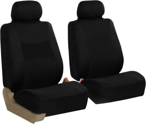 TLH Light & Breezy Flat Cloth Seat Covers Front, Airbag Compatible-Universal Fit for Cars, Auto, Trucks, SUV (Black)