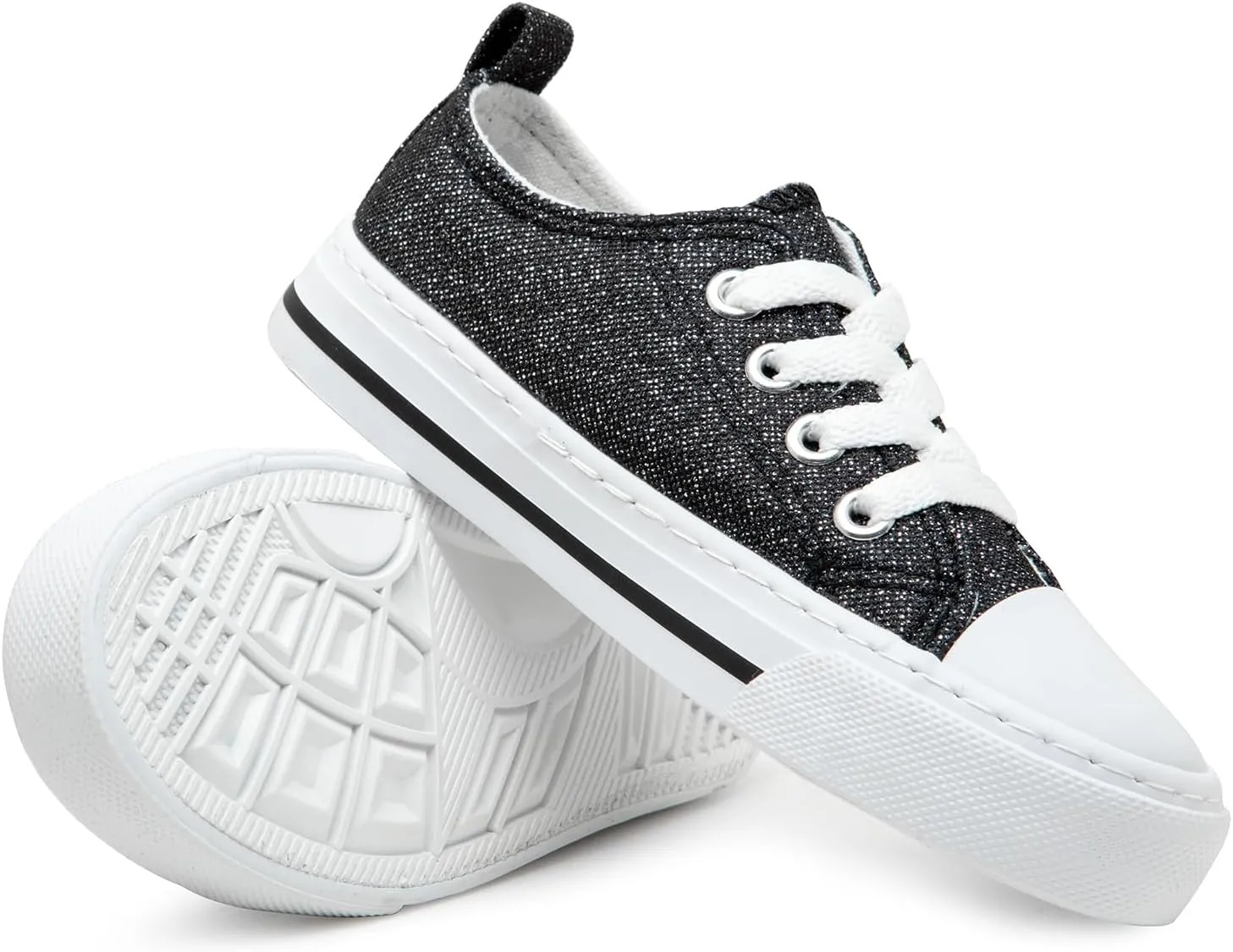 ToandonToddler Kids Sneakers Sparkle Fashion Glitter Sequins Canvas Shoes