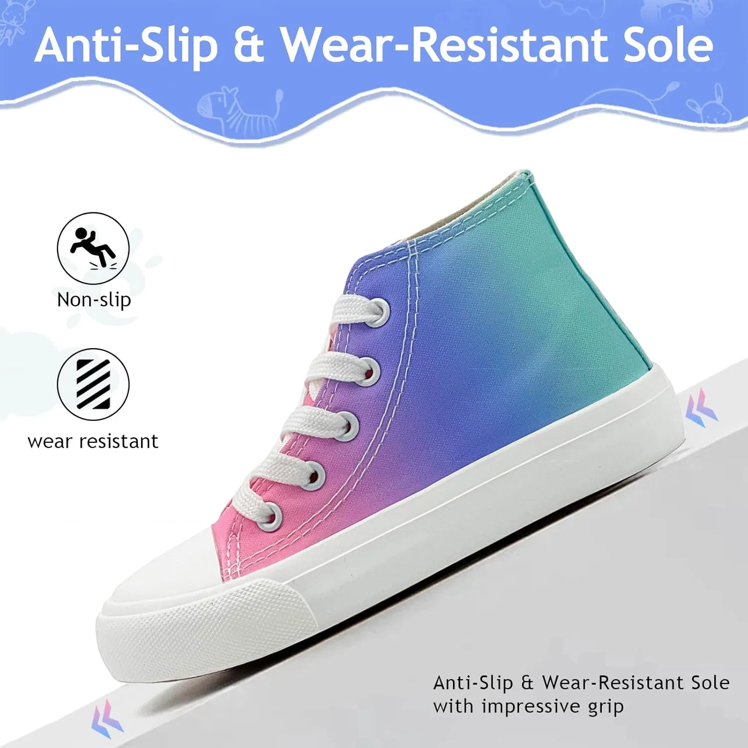 Toddler Sneakers for Girls Boys High Top Kids Lace Up Canvas Fashion Shoes Comfortable Classic Casual Running Walking Shoe