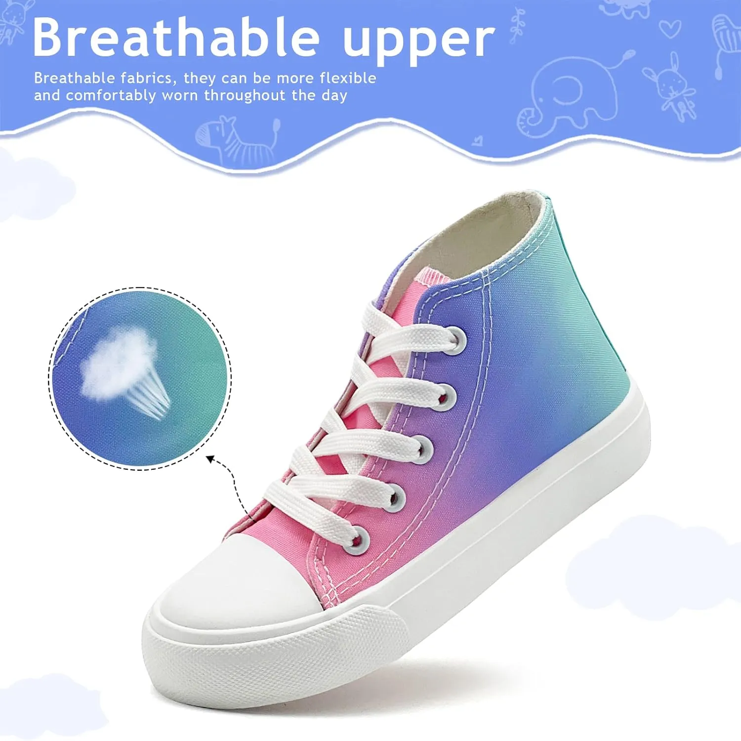 Toddler Sneakers for Girls Boys High Top Kids Lace Up Canvas Fashion Shoes Comfortable Classic Casual Running Walking Shoe