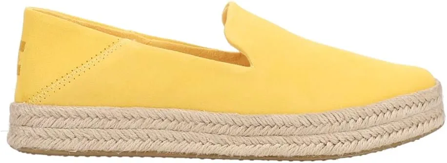 TOMS Womens Carolina Platform Espadrille Slip On Flats Casual - Yellow