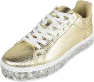TOP Moda Shoes Women Flat Fashion Platform Sneakers Crystals Rhinestone Bling Lace Up Aerie-1