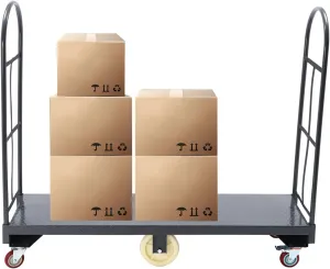 U-Shaped Flat Panel, Detachable U-Boat Platform Dolly Flatbed Truck with 6 Wheels Side Fences, u Boat Grocery cart for Transporting Heavy Items, 60.5"x 15.7"x 52.2", 2000lbs Load
