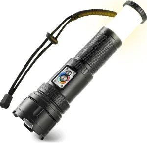 ULTRAFIRE Tactical Flashlight with Camping Lantern, 800 Lumens Zoomable LED Flashlight, USB Rechargeable, 10 Modes Protable Camping Torch, Z9