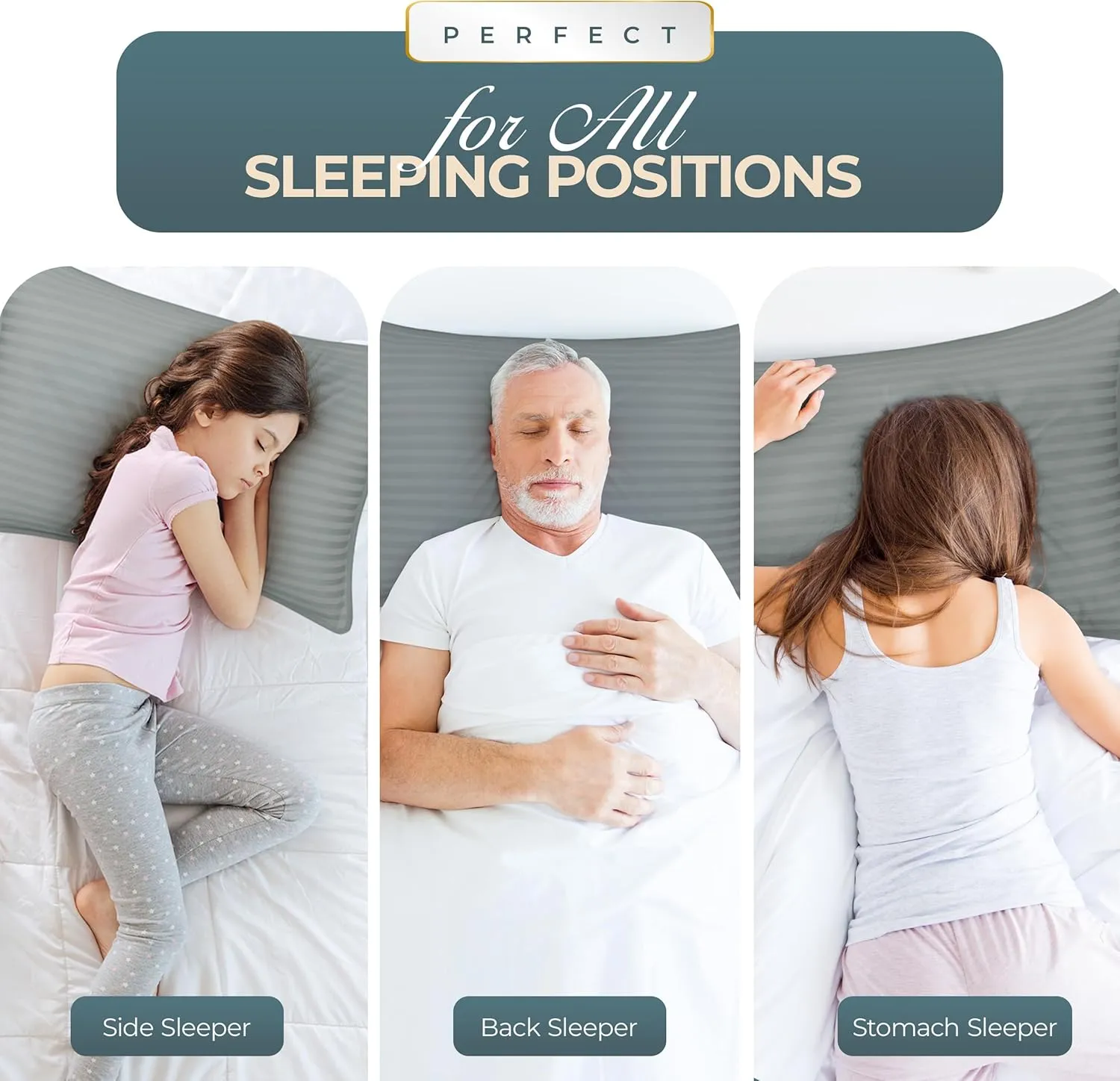 Utopia Bedding Bed Pillows for Sleeping Standard Size (Light Grey), Set of 2, Cooling Hotel Quality, for Back, Stomach or Side Sleepers