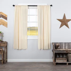 VHC Brands Tobacco Cloth Natural Curtain, Short Panel 63x36, 3