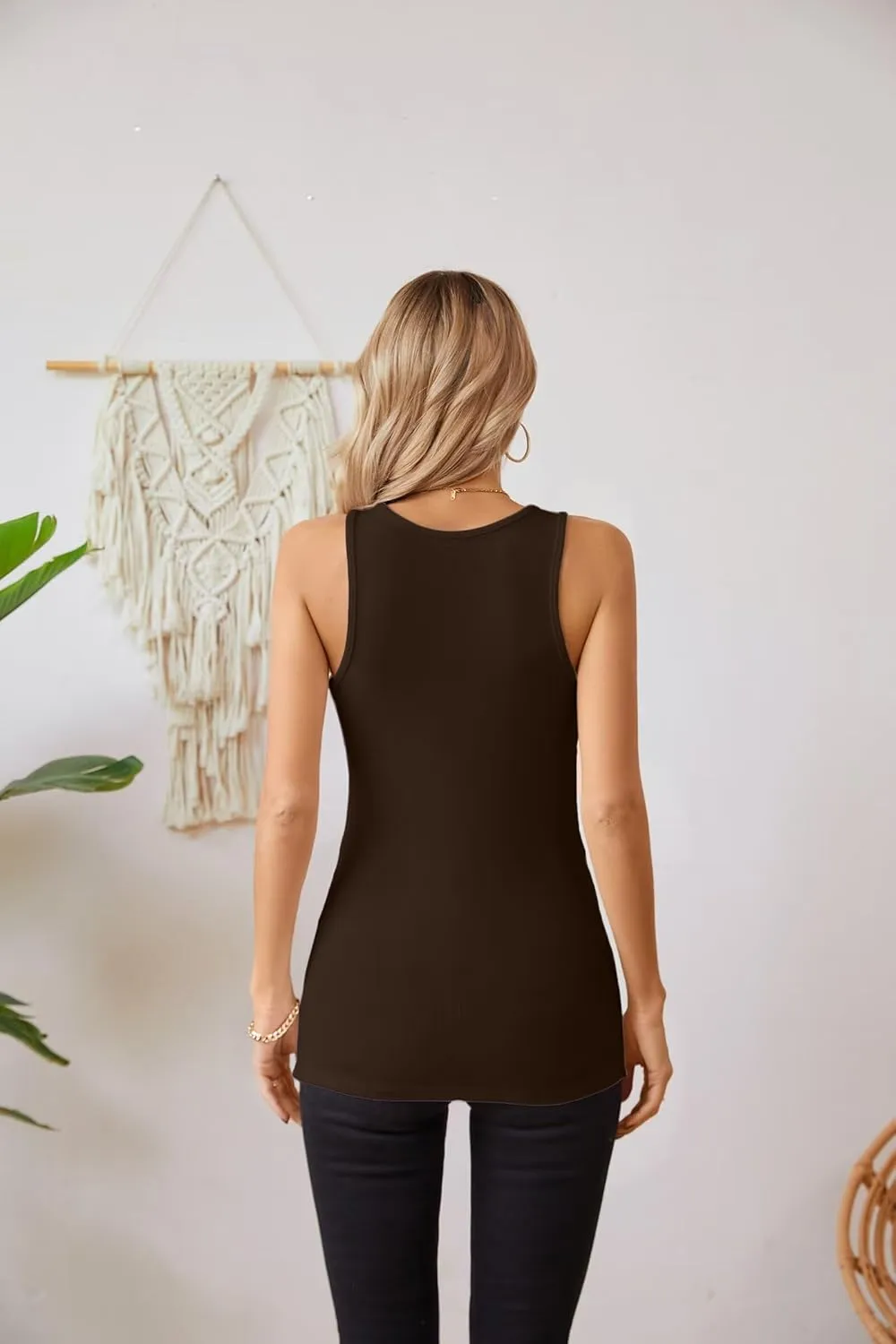 VICHYIE Tank Tops for Women Summer Sleeveless Shirts V Neck Ribbed Slim Fitted Tops Cami Blouses