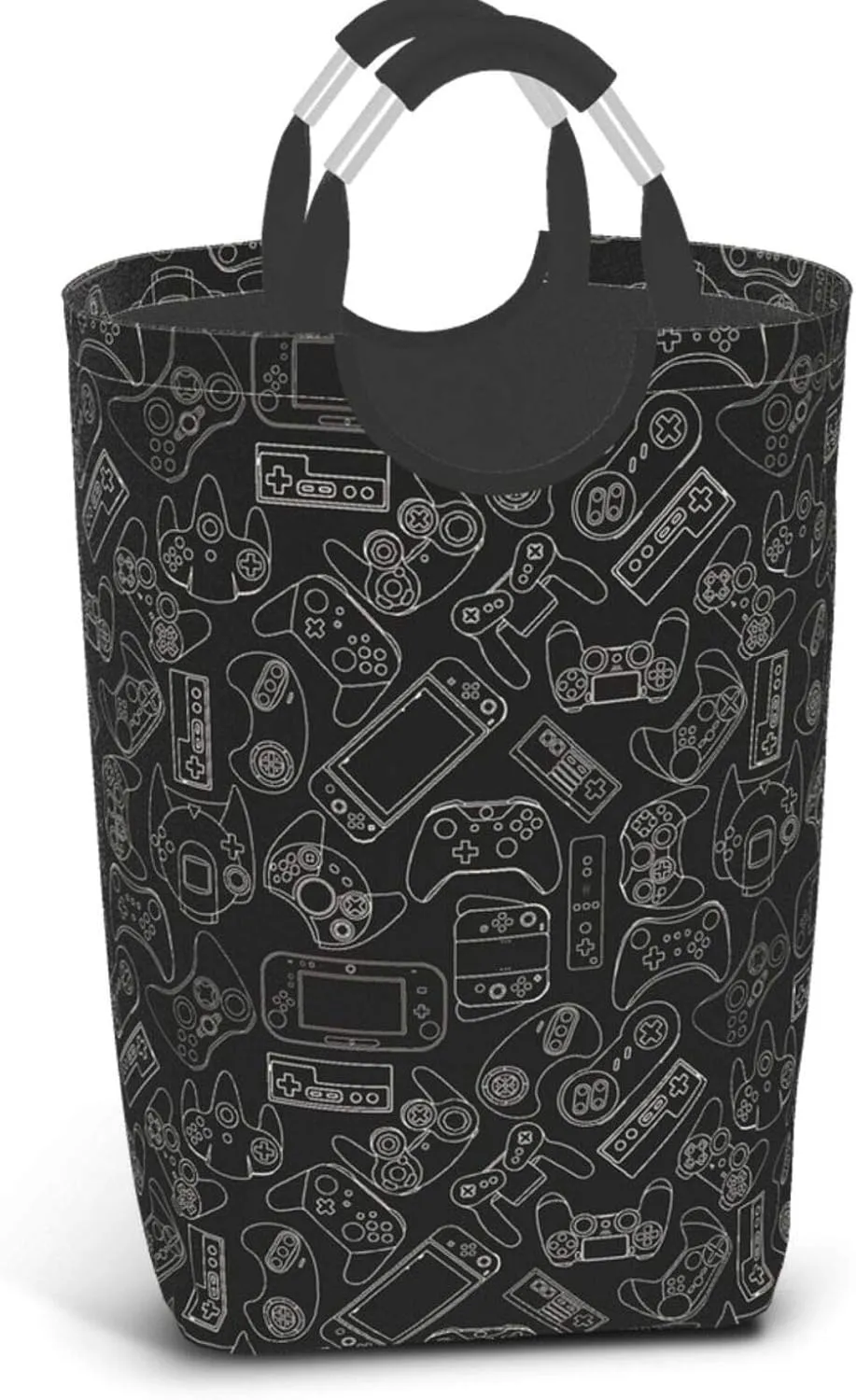 Video Game Controller Black Laundry Basket with Handles Laundry Hamper Toys Storage Organizer Foldable Bucket Washing Bin Dirty Clothes Bag for Home Bathroom Bedroom Dorm