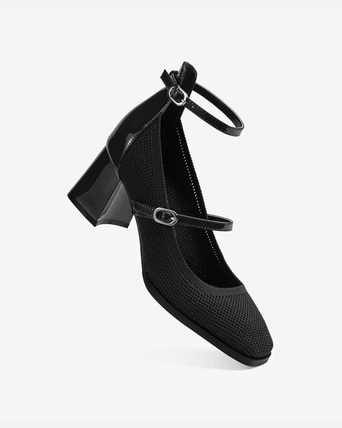 Vintage Patent Mary Jane Pumps, Women's Chunky Heel