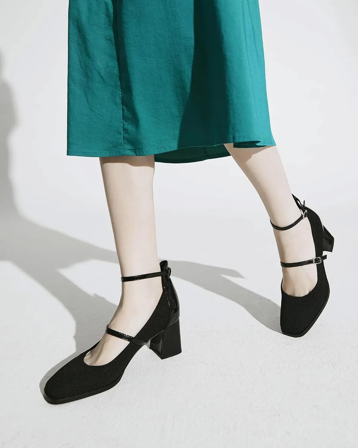 Vintage Patent Mary Jane Pumps, Women's Chunky Heel