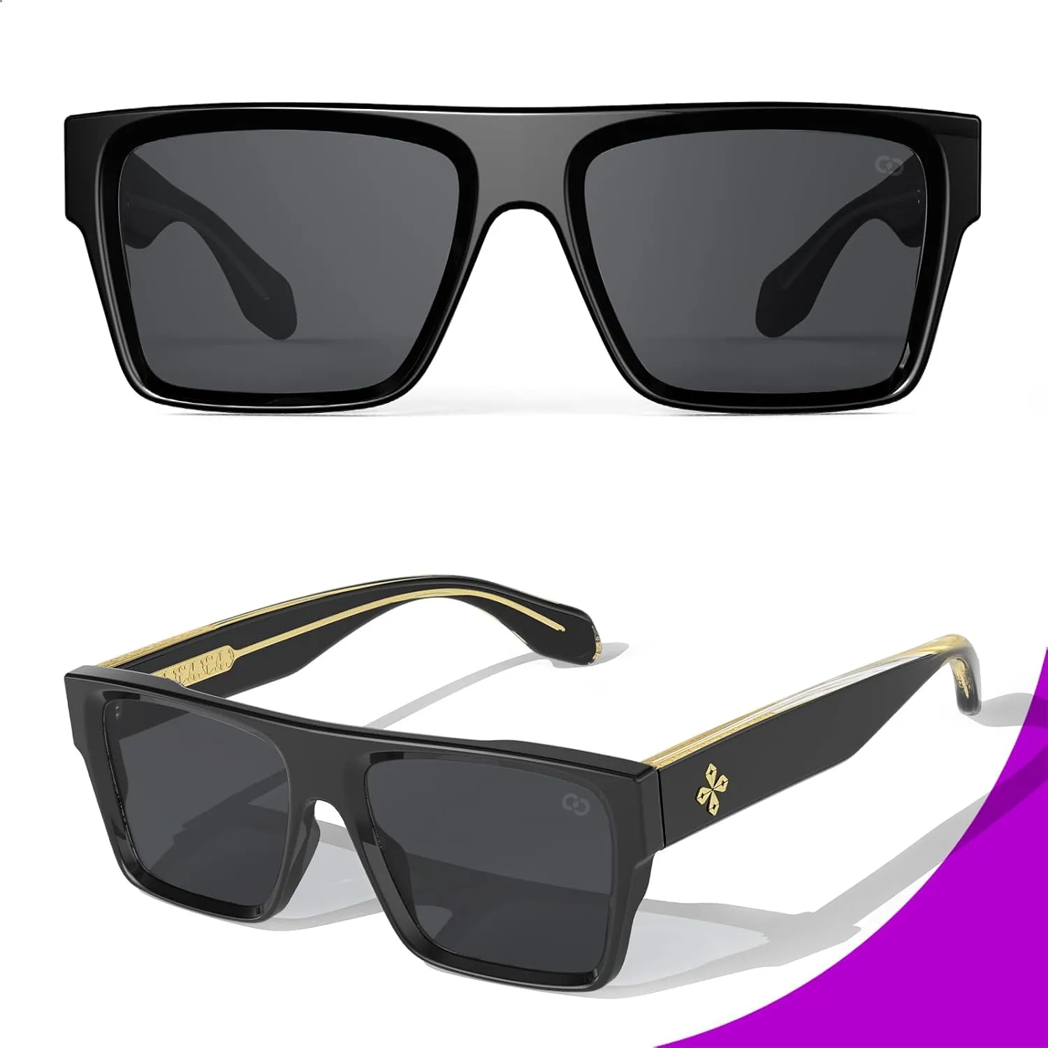 VISOONE Oversized Square Flat Top Sunglasses Women Men Retro Trendy Fashion Accessories UV400 Protection Shades Alba