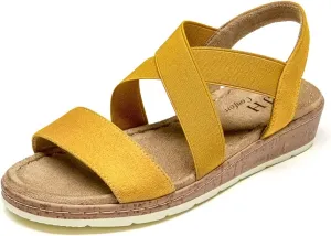 VJH confort Women's Flat sandals, Comfort Slip-on Elastic ankle strap Slingback Light Weight Casual Walking Sandals