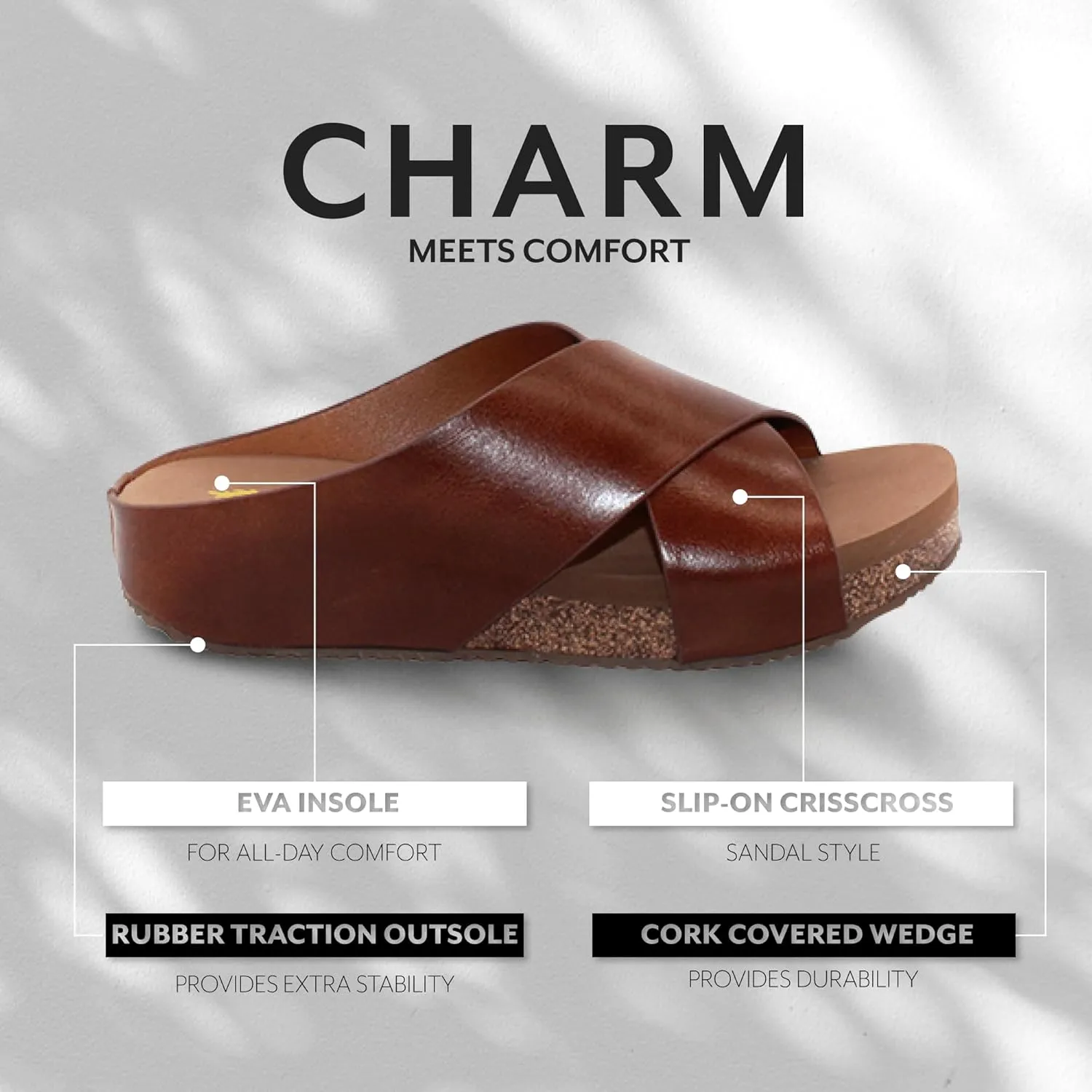 VOLATILE Ablette Wedge Sandals for Women Featuring Slip-on Crisscross Design with EVA Insole and Rubber Outsole