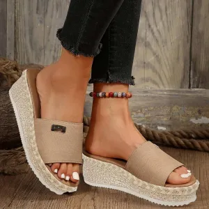 Wedge Sandals for Women Dressy, Espadrille Platform for Women,Comfortable Open Toe Low Heels Slides Casual Summer Slip On Cute Beach Shoes Lightweight Vacation Slippers ﻿