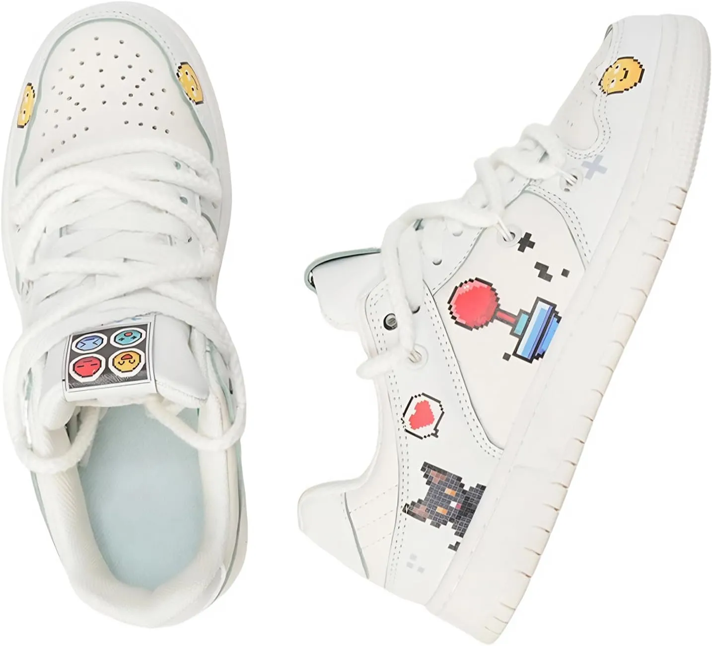 White Black Cartoon Graffiti Fashion Chunky Sneakers for Women Trendy Casual Platform Couple Shoes Aesthetic Skateboard