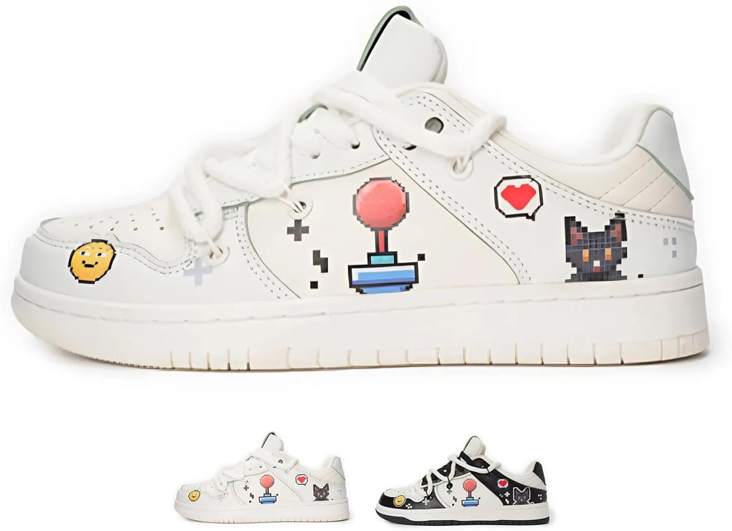 White Black Cartoon Graffiti Fashion Chunky Sneakers for Women Trendy Casual Platform Couple Shoes Aesthetic Skateboard
