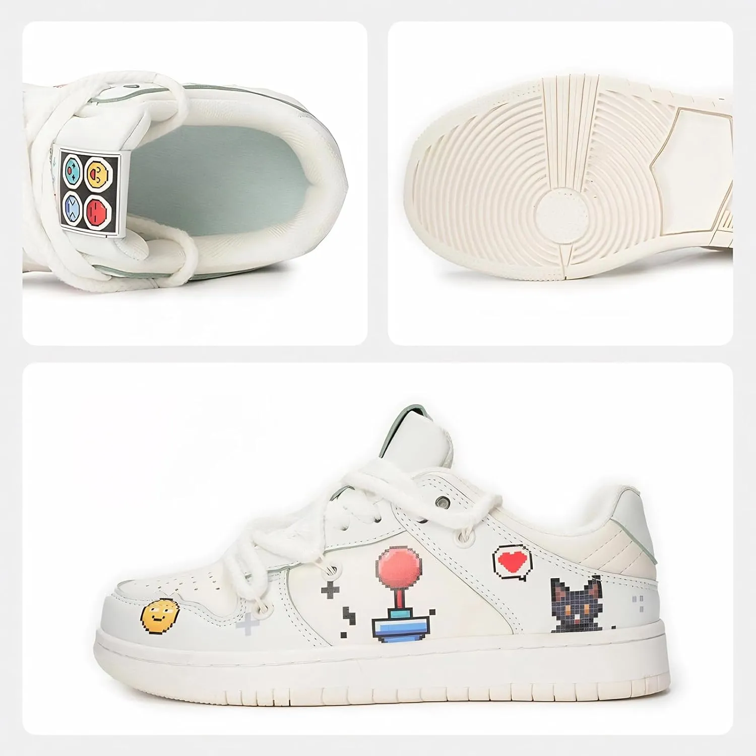 White Black Cartoon Graffiti Fashion Chunky Sneakers for Women Trendy Casual Platform Couple Shoes Aesthetic Skateboard