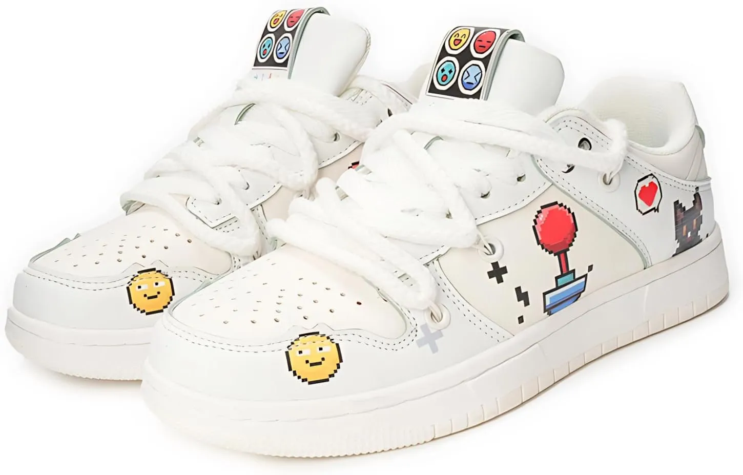White Black Cartoon Graffiti Fashion Chunky Sneakers for Women Trendy Casual Platform Couple Shoes Aesthetic Skateboard
