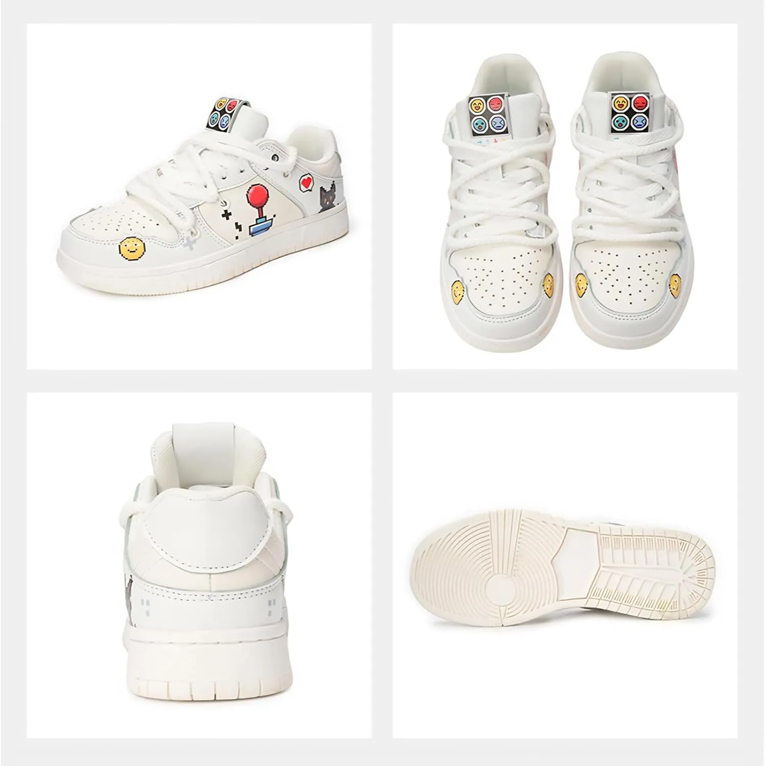 White Black Cartoon Graffiti Fashion Chunky Sneakers for Women Trendy Casual Platform Couple Shoes Aesthetic Skateboard