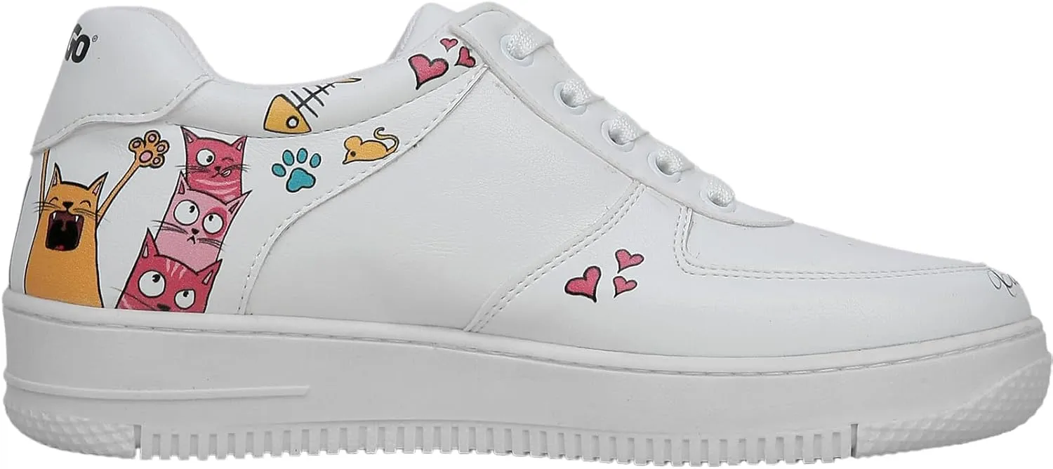 White Sneakers for Women - Handmade Women's Fashion Sneakers, Vegan Leather and Unique Design Dice Sneakers