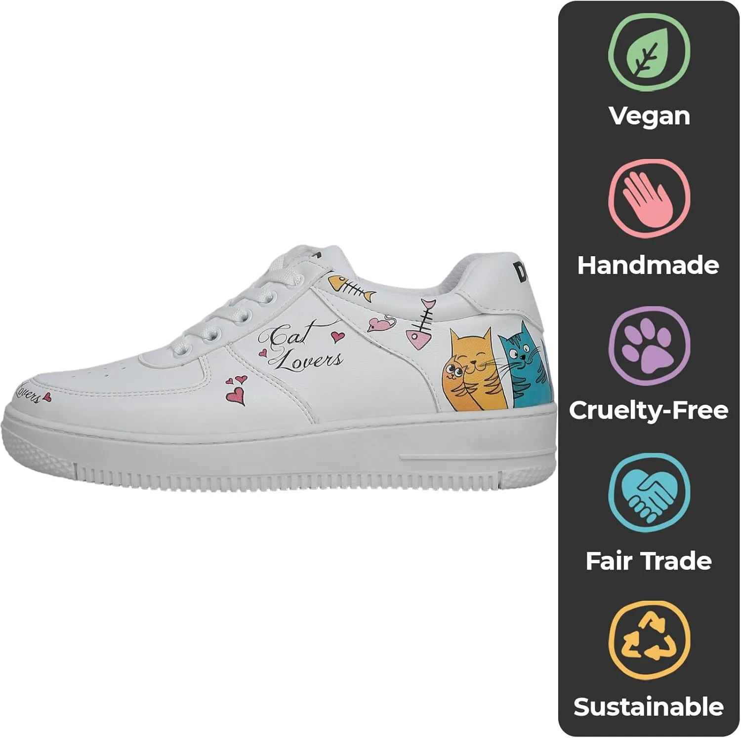 White Sneakers for Women - Handmade Women's Fashion Sneakers, Vegan Leather and Unique Design Dice Sneakers