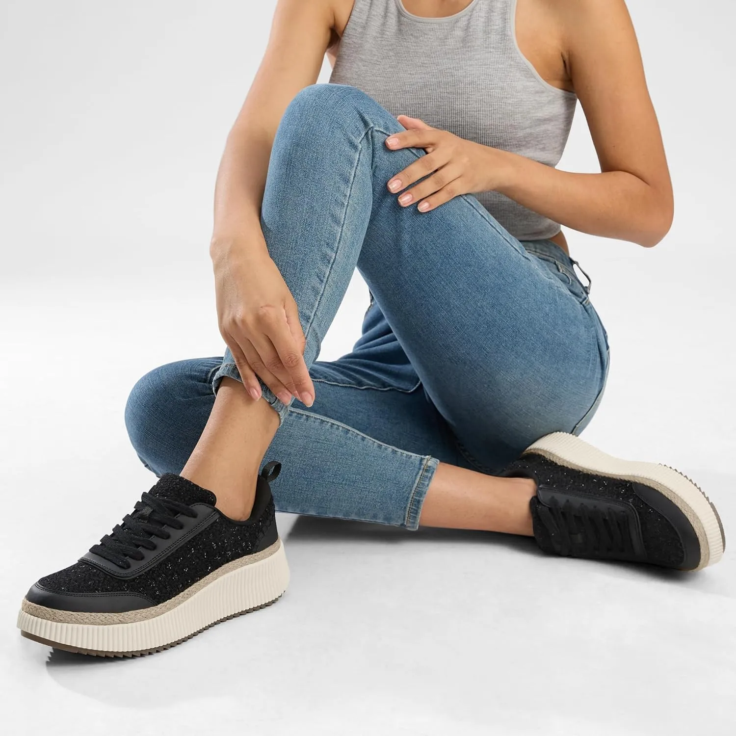 Women Espadrille Platform Sneakers Chunky Fashion Casual Shoes for Women Comfortable Walking Sneakers