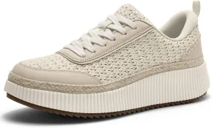 Women Espadrille Platform Sneakers Chunky Fashion Casual Shoes for Women Comfortable Walking Sneakers(Sandstone_Knit,8.5)
