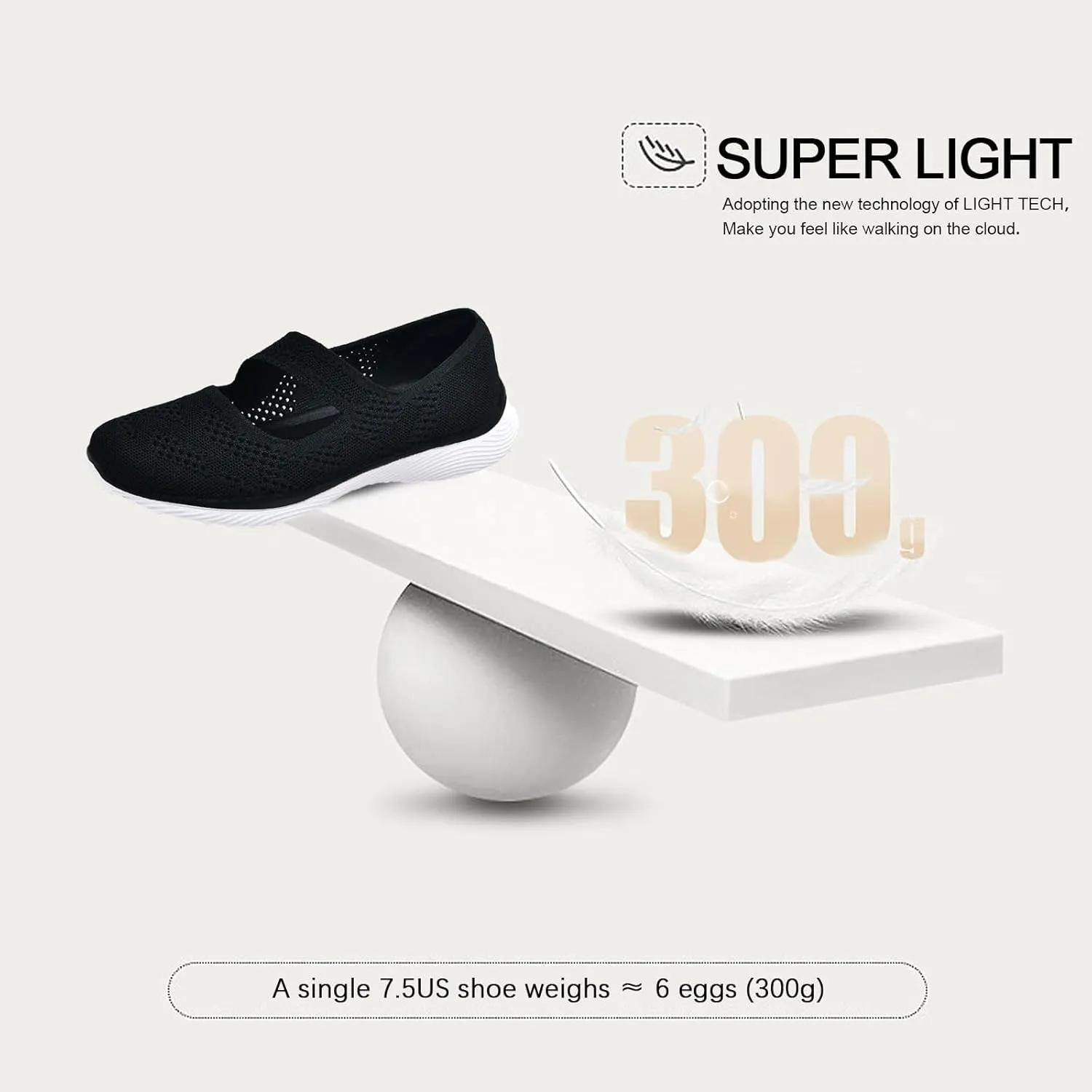 Women Mary Jane Shoes Slip On Walking Flats Comfortable Dressy Knit Washable Casual Nurse Shoe with Arch Support