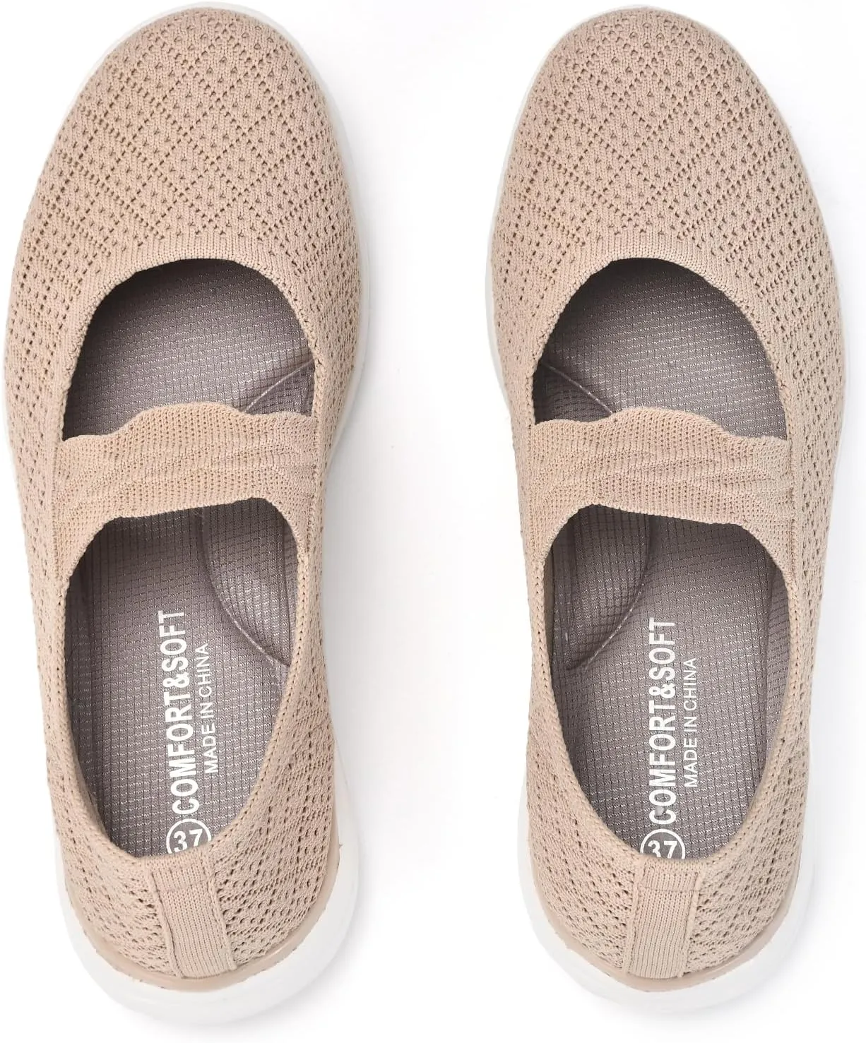 Women Mary Jane Shoes Slip On Walking Flats Comfortable Dressy Knit Washable Casual Nurse Shoe with Arch Support