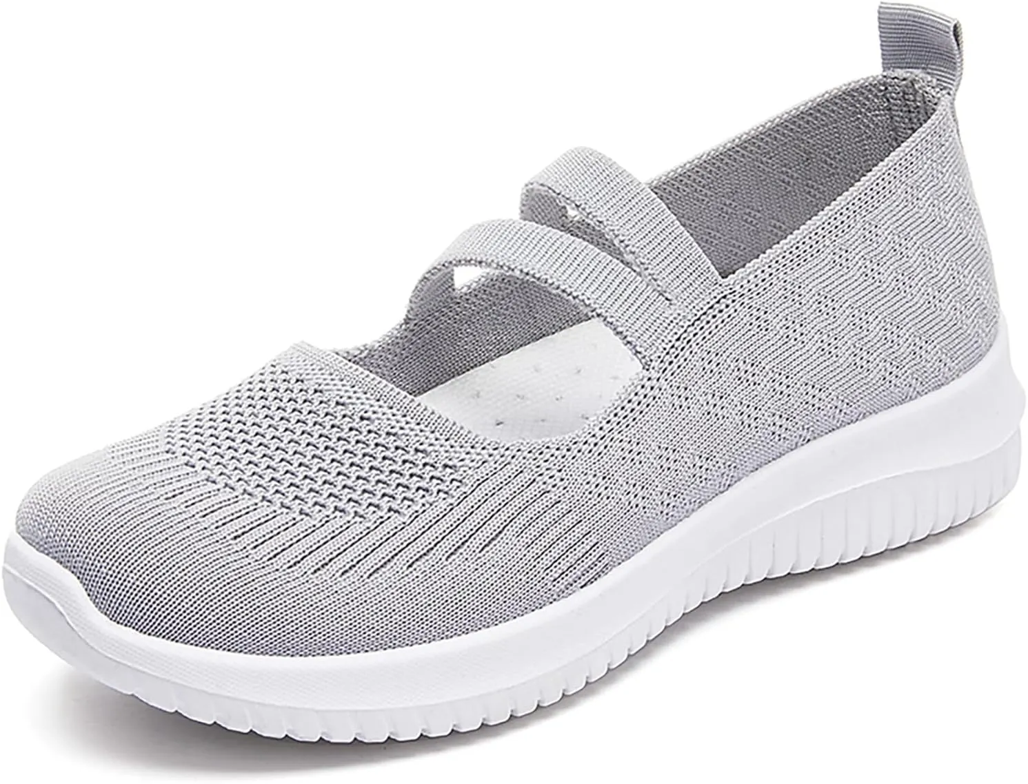Women Mary Jane Walking Shoes Comfortable Knit Flats Slip on Dress Shoes for Women Casual Nurse Flats Diabetic Shoes with Arch Support