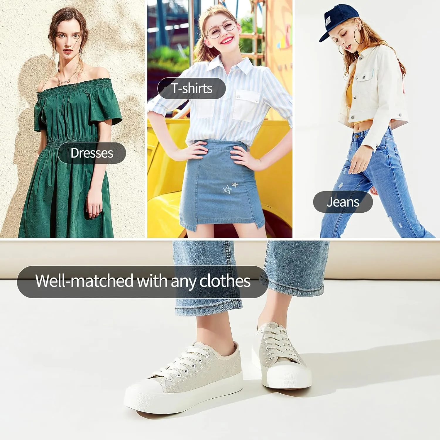 Womens Breathable Canvas Shoes,Lace up Canvas Sneakers for Women,Low Top Fashion Sneakers,Classic Black and White Sneakers