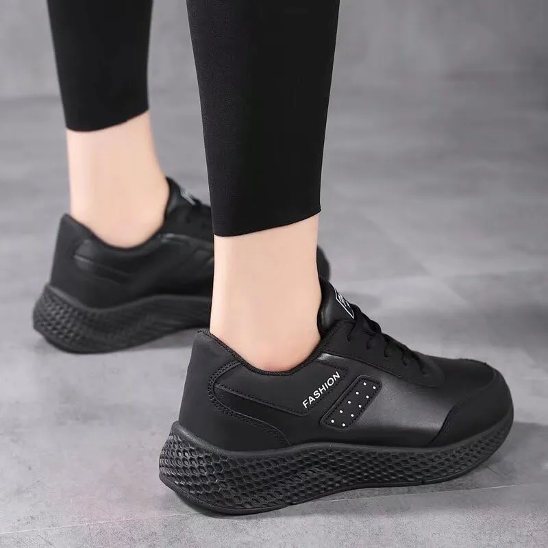 Womens Comfortable Synthetic Leather Walking Sneakers for Travel Sport