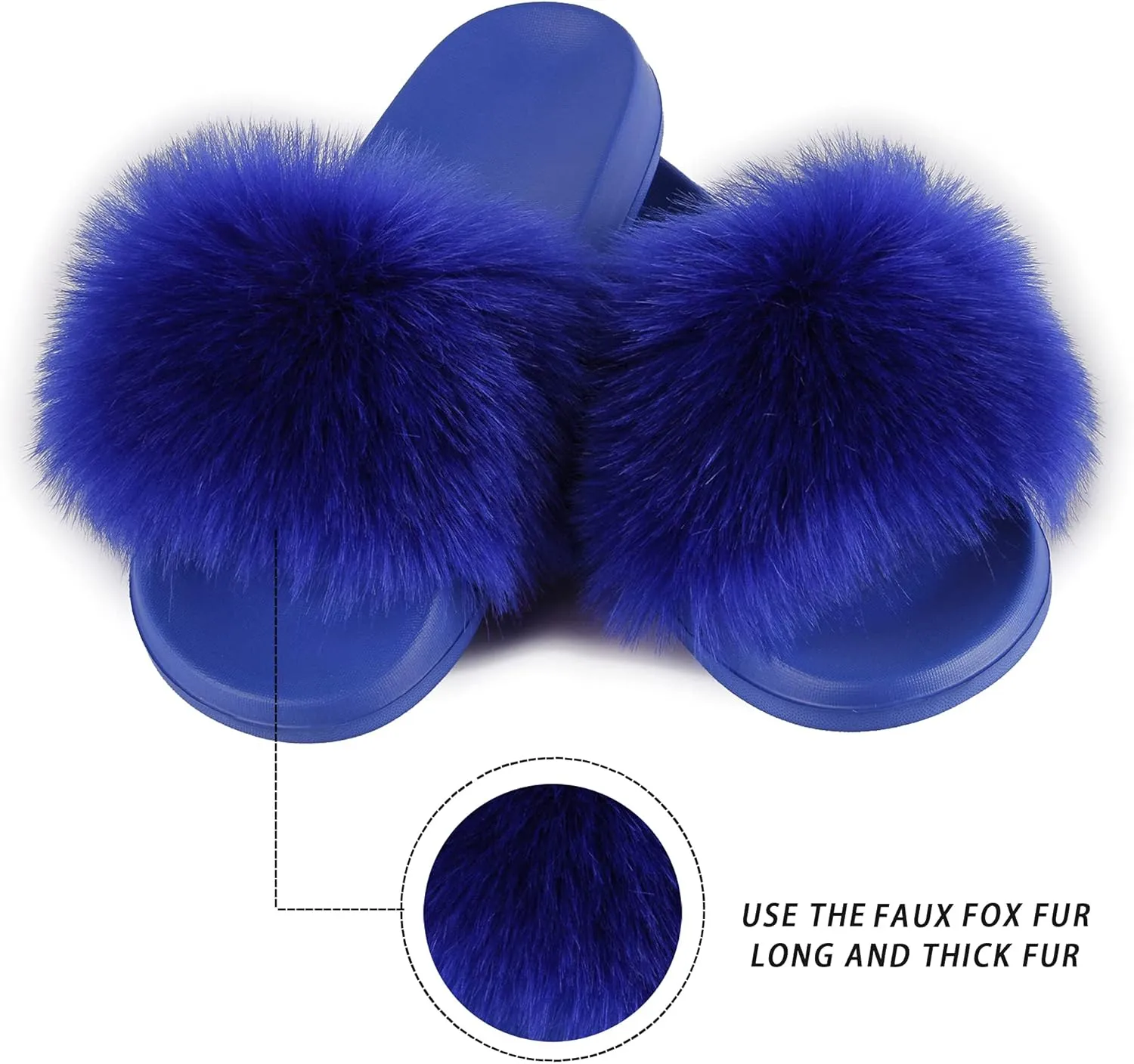 Women's Faux Fur Slides, Open Toe Cute Fur Slippers, Indoor or Outdoor Comfortable Furry Slide Sandals With Fluffy Fur