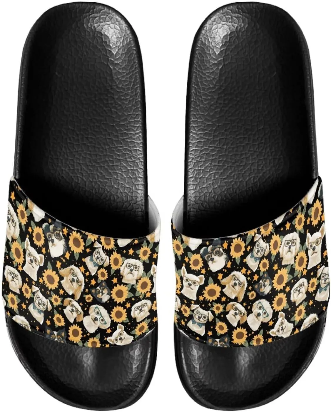 Women's Flat Sandals Comfortable Slip On Leather Slide Sandals, Women's Slide Sandals Size 6-13.5