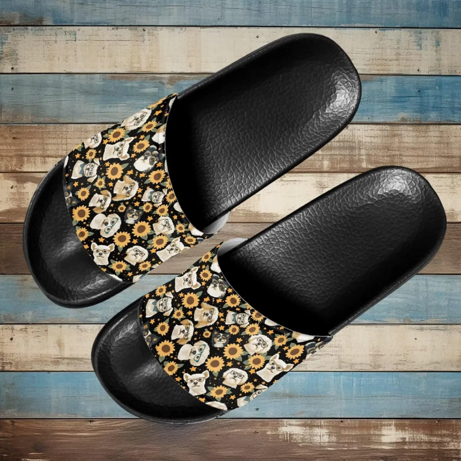 Women's Flat Sandals Comfortable Slip On Leather Slide Sandals, Women's Slide Sandals Size 6-13.5