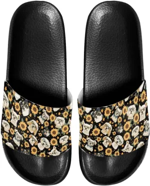 Women's Flat Sandals Comfortable Slip On Leather Slide Sandals, Women's Slide Sandals Size 6-13.5