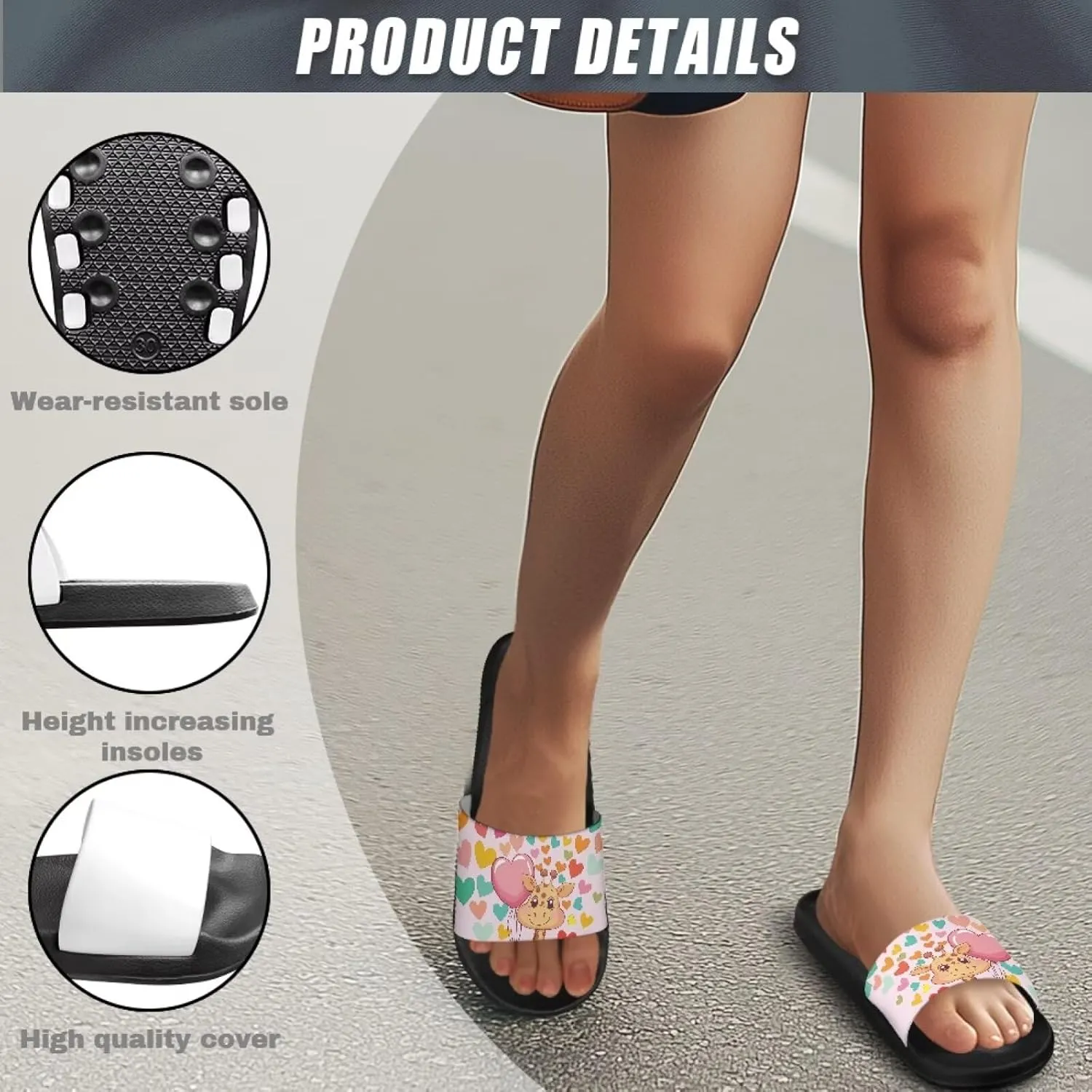 Women's Floral Printed Beach Sandals Non-Slip Soft Comfort Slide Sandals Cartoon Animal House Slippers Filp-Flops for Ladies Girls Gift for Wife Daughters Sisters Size 5-10