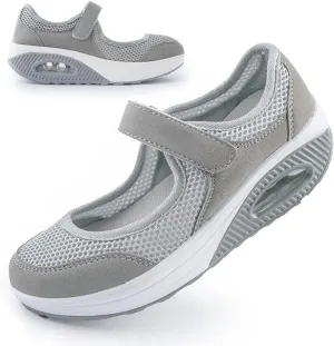 Womens Mesh Walking Shoes Working Nurse Shoes Non-Slip Adjustable Breathable Wedges Slip-on Mary Janes Sneaker Fitness Casual Nursing Orthotic Arthritis,Diabetes,Plantar Fasciitis,Lightweight Shoes