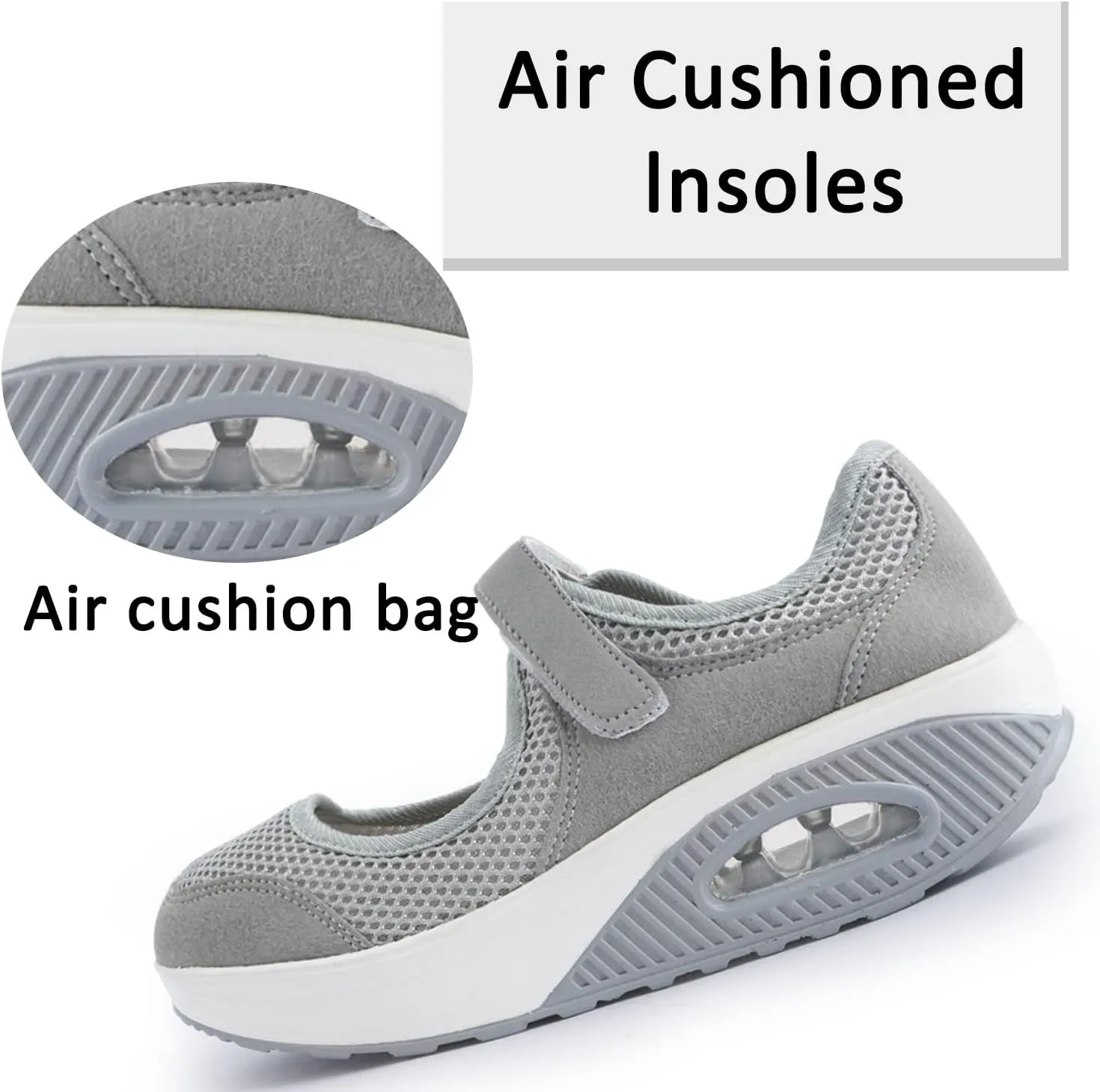 Womens Mesh Walking Shoes Working Nurse Shoes Non-Slip Adjustable Breathable Wedges Slip-on Mary Janes Sneaker Fitness Casual Nursing Orthotic Arthritis,Diabetes,Plantar Fasciitis,Lightweight Shoes