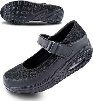 Womens Mesh Walking Shoes Working Nurse Shoes Non-Slip Adjustable Breathable Wedges Slip-on Mary Janes Sneaker Fitness Casual Nursing Orthotic Arthritis,Diabetes,Plantar Fasciitis,Lightweight Shoes