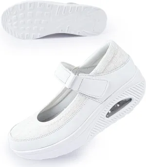 Womens Mesh Walking Shoes Working Nurse Shoes Non-Slip Adjustable Breathable Wedges Slip-on Mary Janes Sneaker Fitness Casual Nursing Orthotic Arthritis,Diabetes,Plantar Fasciitis,Lightweight Shoes