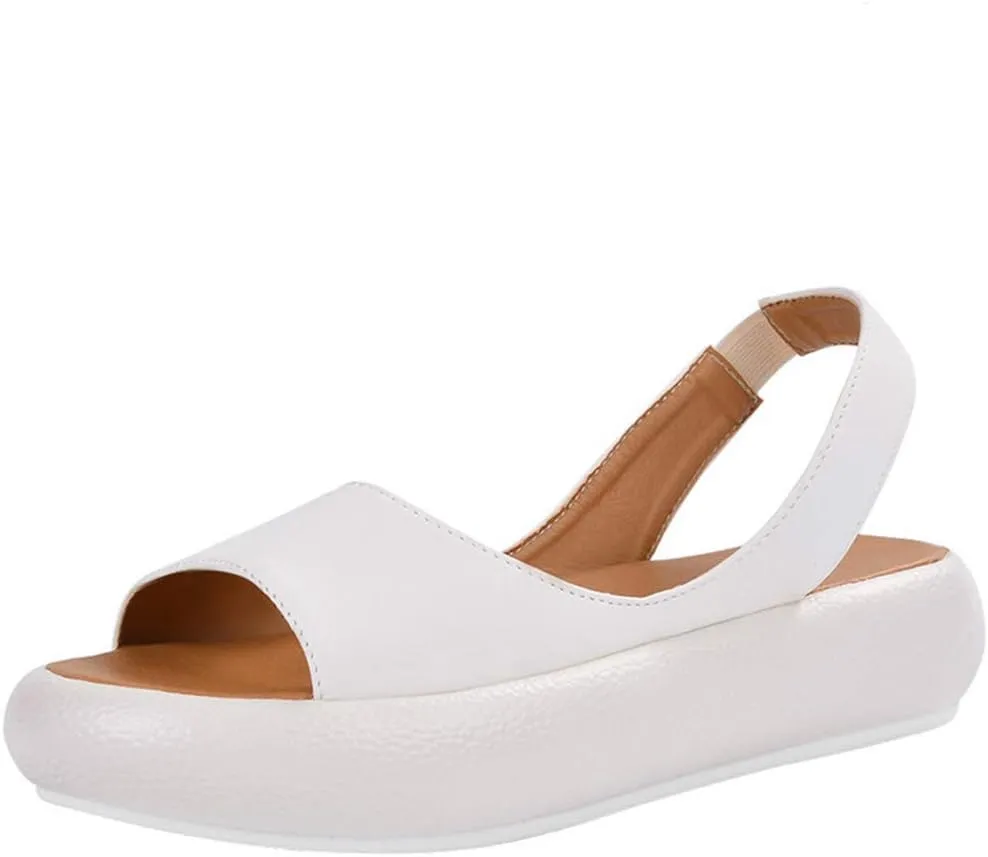 Women's Orthopedic Open Toe Leather Sandals Large Size Premium Comfy Fish Mouth Sport Sandal Casual Summer Outdoor Hiking Walking Shoes Beach Travel Flat Slippers