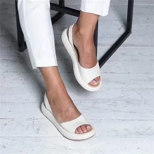 Women's Orthopedic Open Toe Leather Sandals Large Size Premium Comfy Fish Mouth Sport Sandal Casual Summer Outdoor Hiking Walking Shoes Beach Travel Flat Slippers
