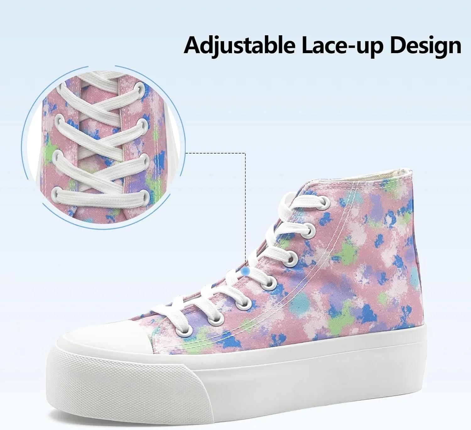 Womens Platform Canvas Sneakers Mens High Top Classic Canvas Shoes Unisex Casual Tennis Comfortable Fashion Sneakers Lace-Up